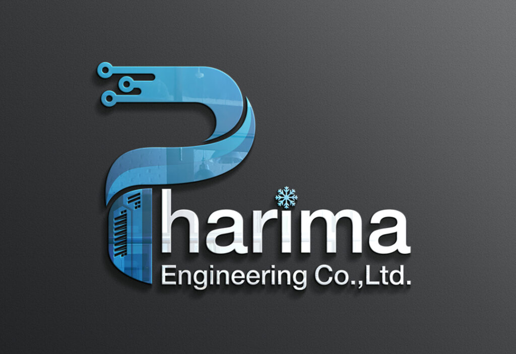 โลโก้บริษัทรับเหมาก่อสร้าง ใช้ภาพโครงสร้างอาคารและชื่อบริษัท